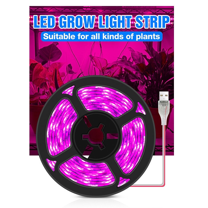 USB LED Plant Growing Strip Light Lamp Waterproof Full Spectrum 2835 SMD 3m 9.8ft Indoor Flower Seedling Hydroponics Succulents Greenhouse Indoor3