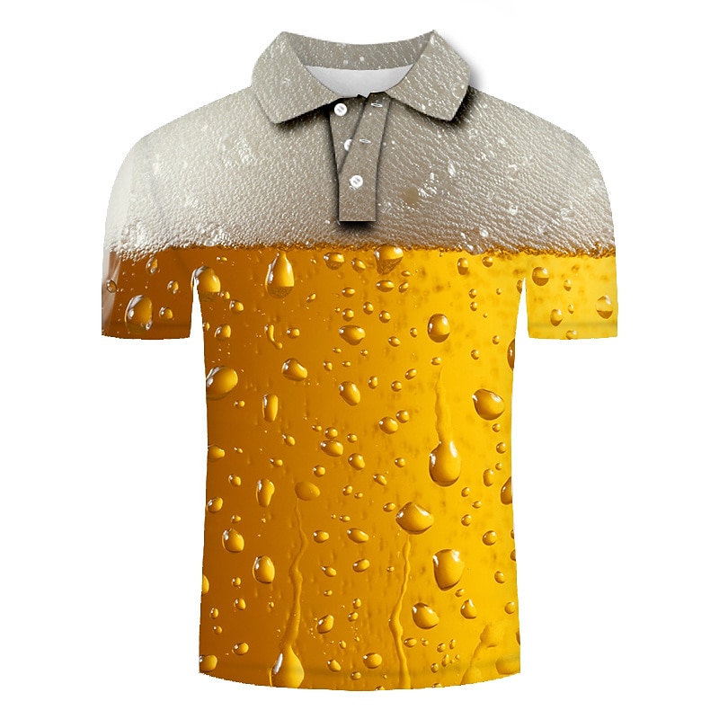 Oktoberfest Men's Polo Shirt Tennis Shirt Golf Shirt Graphic Prints Beer Collar Yellow Light Green Red Navy Blue Light Purple 3D Print Street Casual Short Sleeve Button-Down Clothing Apparel Fashion2