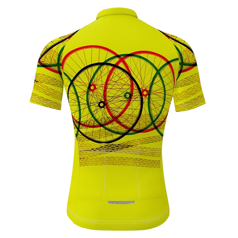 Men's Cycling Jersey Graphic Patterned Funny Short Sleeve Bike Jersey Top with 3 Rear Pockets Mountain Bike MTB Road Bike Cycling Quick Dry Soft Reflective Strips Back Pocket Sports Yellow Pink Blue4