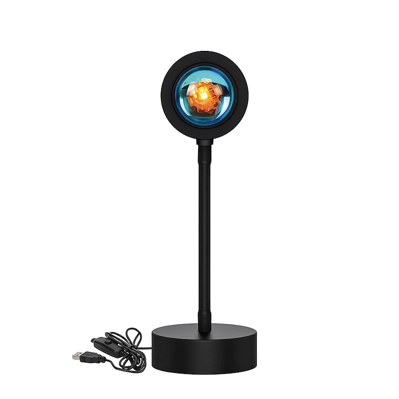 LED Sunset Projector Lamp Tiktok Lights USB Operation Rainbow Night Light Atmosphere Table Lamp Living Room Bedroom Coffee Store Background Wall Decoration Colorful Lights 9