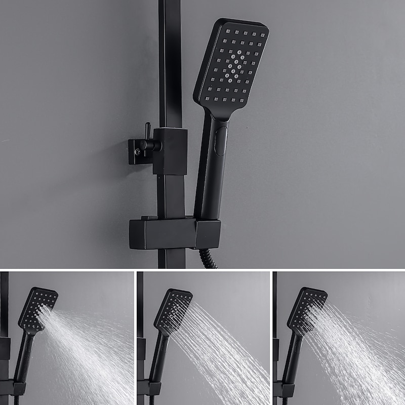 Shower Faucet / Shower System / Rainfall Shower Head System Set - Handshower Included LED Rainfall Shower Contemporary Electroplated / Painted Finishes Mount Outside Ceramic Valve Bath Shower Mixer4