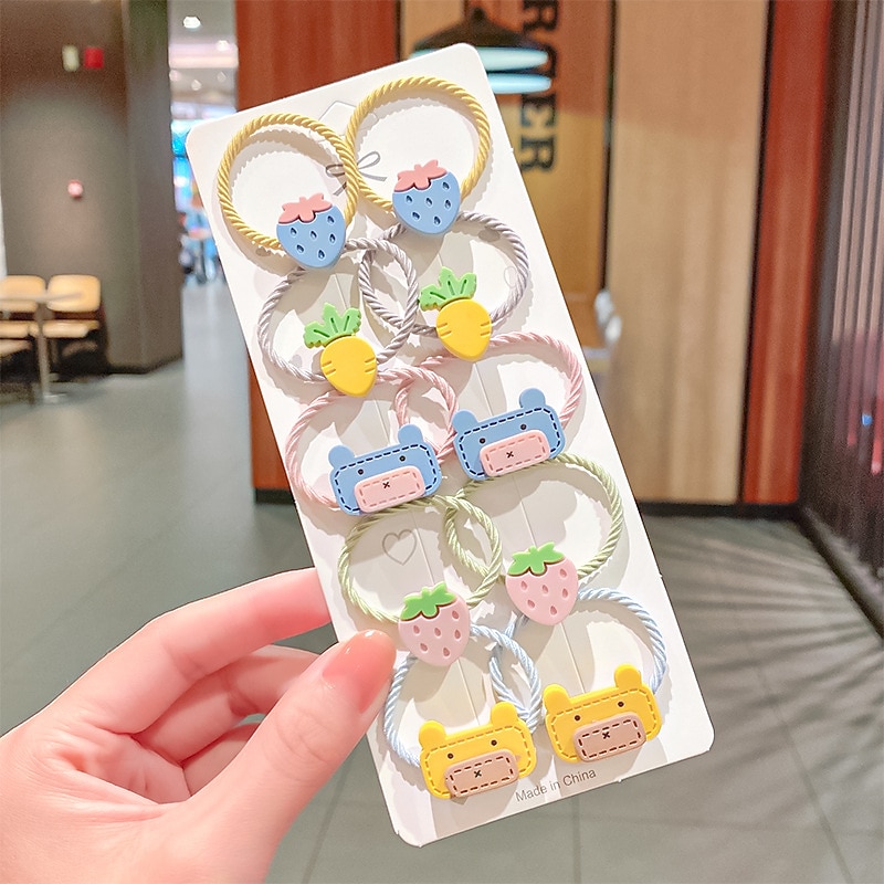 Kids / Toddler Girls' Hair Rope Cartoon Ten-Piece Cute Hair Rope Double Ponytail Hair Tie Girls High Elastic Rubber Band Hair Accessories3
