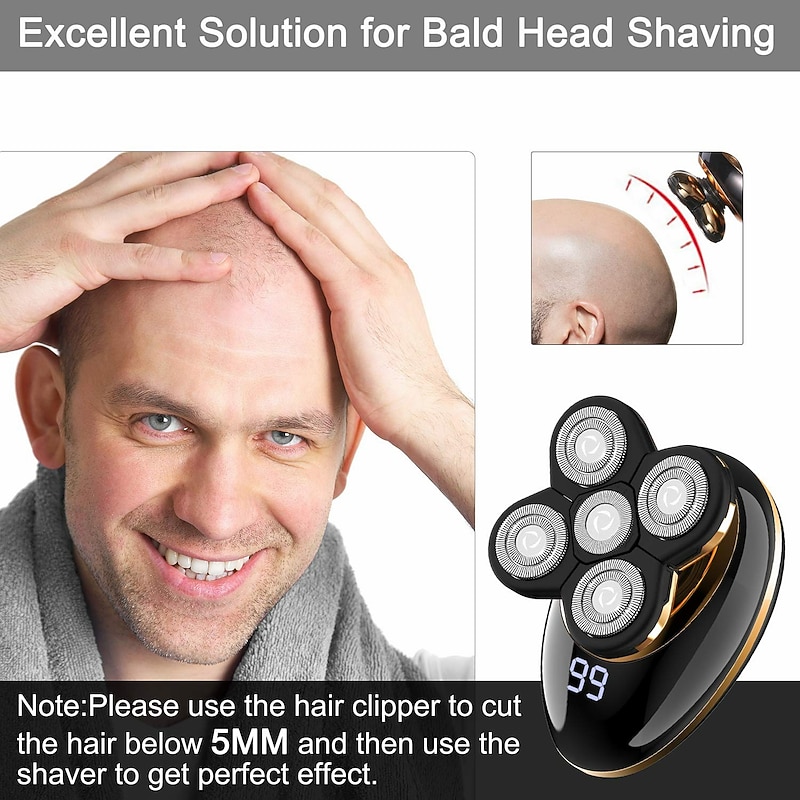 Electric Shavers Mens Electric Shaving Razors  Bald Head Shaver ,Rechargeable Cordless Wet Dry Rotary Shaver Grooming Kit with Clippers Nose Hair Trimmer Facial Cleansing Brush3