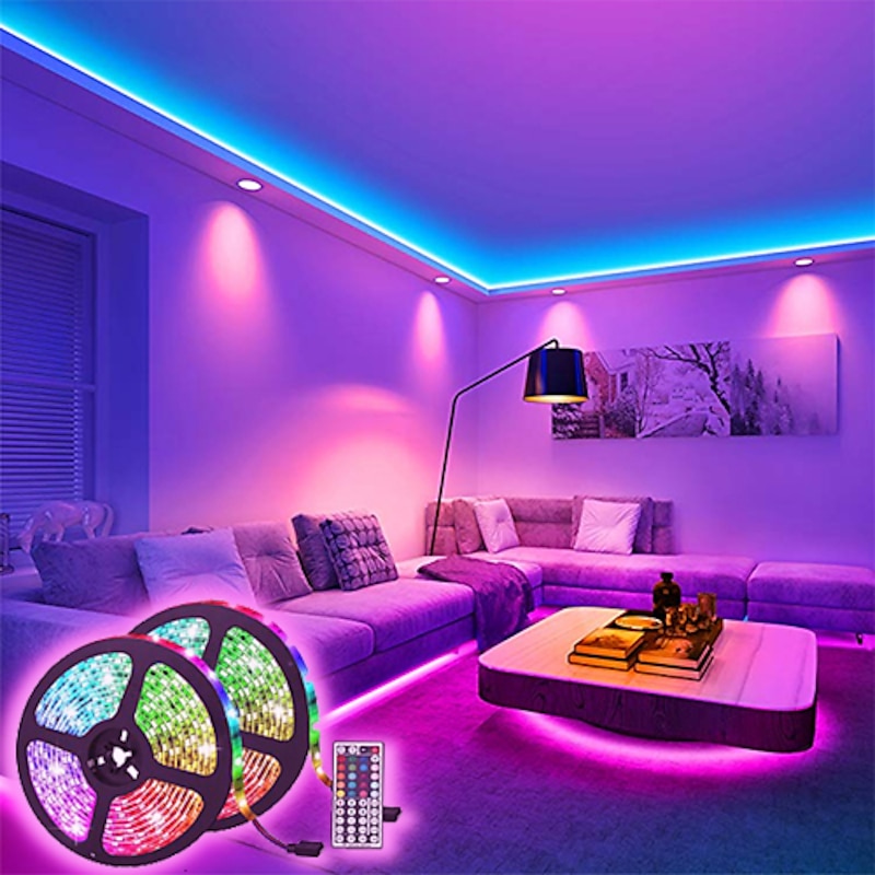 10m 32.8ft LED Strip Light Dimmable Light Sets RGB Color Changing 600 LEDs 5050 SMD Remote Control IP44 for DIY Home Party Décor