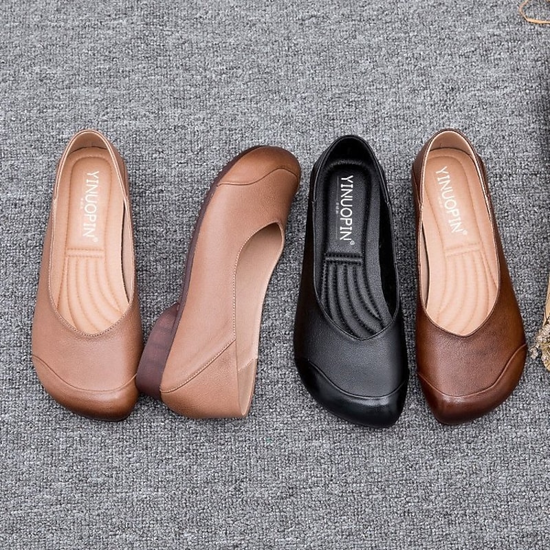 Women's Comfortable Slip-On Wedge Shoes – Classic Faux Leather Design for Office or Casual Wear4