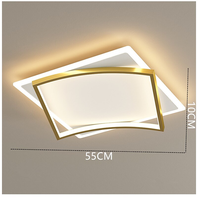 LED Ceiling Light Square Design Black Gold Includes Diimmable Version 45/55/65 cm Geometric Shapes Flush Mount Lights Aluminum Artistic Style Modern Style Stylish Painted Finishes Artistic 110-120V 220-240V3