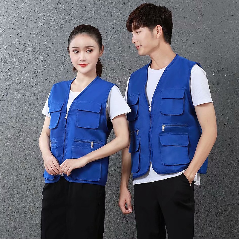 Men's Women's Fishing Vest Hiking Vest Sleeveless Vest / Gilet Jacket Top Outdoor Breathable Quick Dry Lightweight Multi Pockets Navy fluorescent green orange Fishing Climbing2