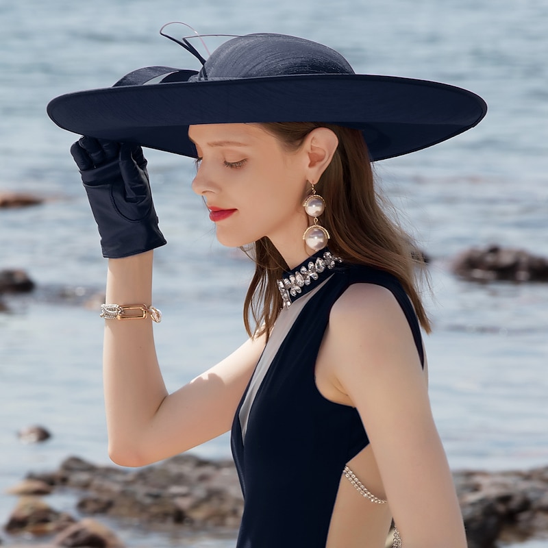 Party Hats Double Layer Cloth Bowler / Cloche Hat Sinamay Hat Kentucky Horse Race Ladies Day Melbourne Cup Luxury Vintage With Bowknot Headpiece Headwear dress to impress Race Day Dress4