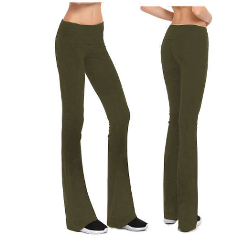 Women's Flare Leg Pants Bottoms Quick Dry Breathable Soft Solid Color Army Green Gray Dark Navy Spandex Yoga Fitness Gym Workout Summer Sports Activewear Stretchy3