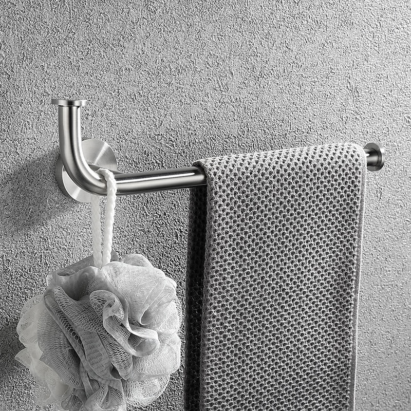 Multifunctional Towel Bar Brushed/Painted Finish Toilet Paper Holder with Coat Hook 304 Stainless Steel Mattle Black/Silver Wall-mounted2