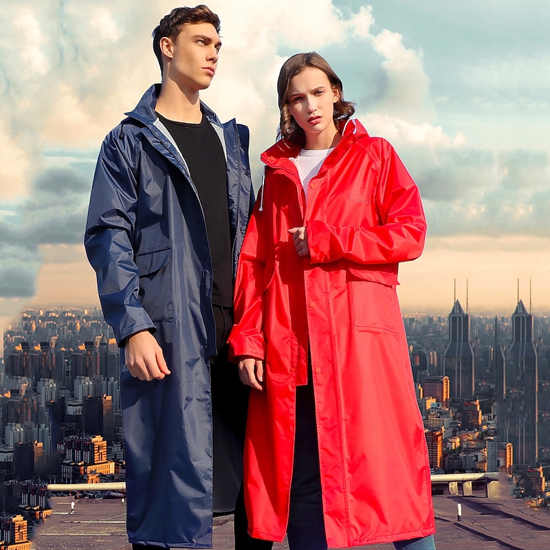 Women's Men's Rain Poncho Waterproof Rain Jacket Raincoats Winter Summer Outdoor Windproof Quick Dry Lightweight Breathable Windbreaker Top Hunting Fishing Climbing Scarlet-Double