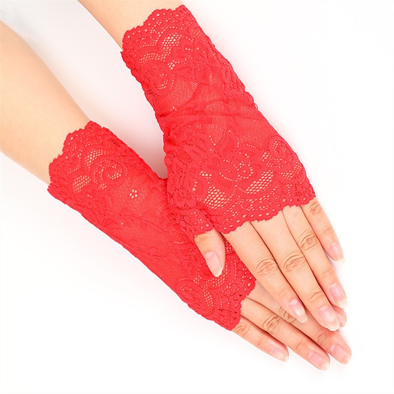 Lace Wrist Length Glove Cute With Floral Wedding / Party Glove4