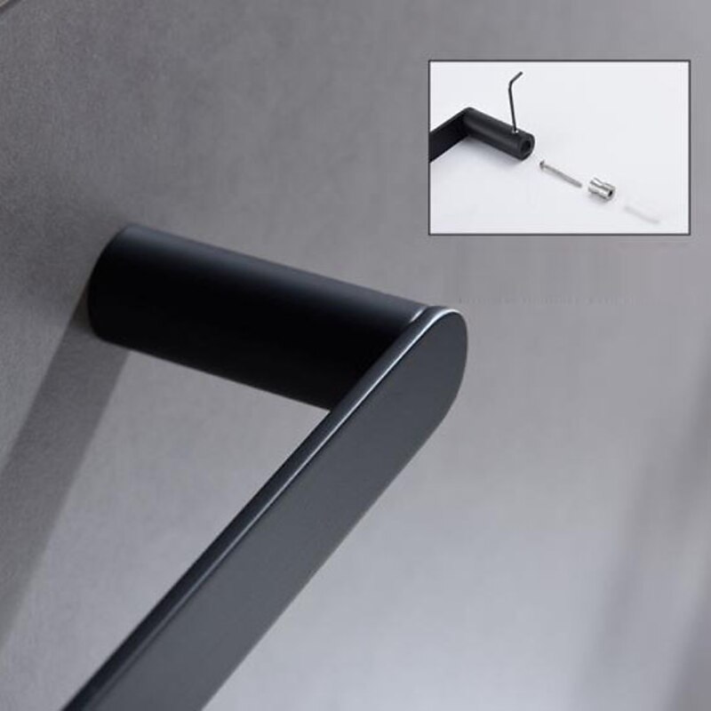 Stainless Steel Towel Bar Wall Mount Mattle Black Single Rod Bathroom Towel Hanger Rack Long Pole3
