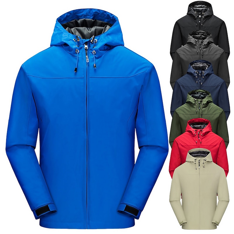 Men's Waterproof Hiking Jacket Gorpcore Hooded Jacket Windbreaker Raincoat Outdoor Rain Jacket Windproof Quick Dry Lightweight Jacket Outerwear Trench Coat Top Full Zip Fishing