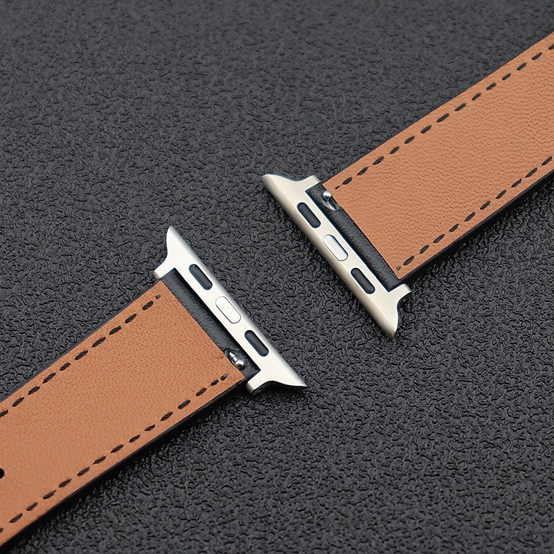 Genuine Leather Smart Watch Band Compatible with Apple iWatch 49mm 45mm 44mm 42mm 41mm 40mm 38mm Sreies Ultra SE 8 7 6 5 4 3 2 1 for Smartwatch Strap Wristband Women Luxury Bracelet4