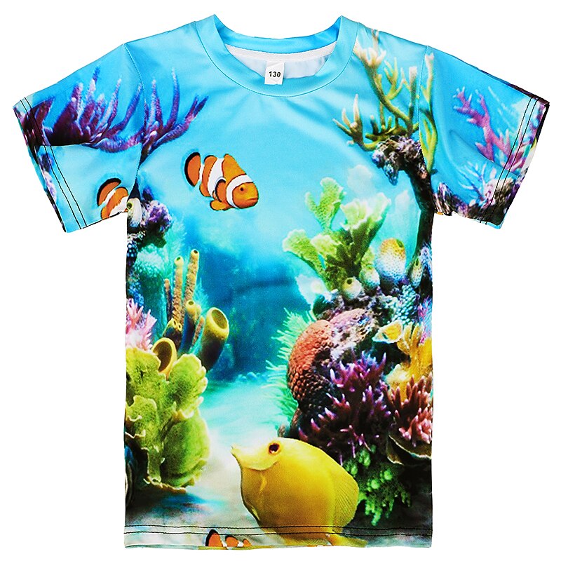 Children's Day Boys 3D Shark 3D Print Fish T shirt Tee Short Sleeve Summer Active Cute Streetwear Kids Toddler 2-12 Years3