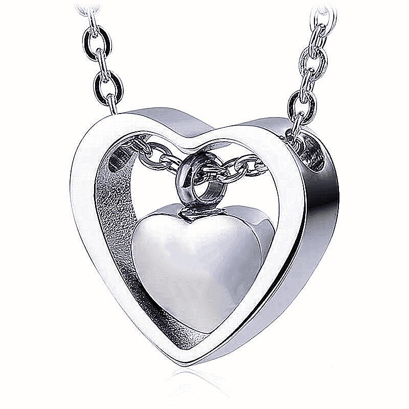 memory cremation ashes jewelry double heart urn necklace for ashes keepsake memorial pendant urn lockets for ashes for loved one(silver and gold)3
