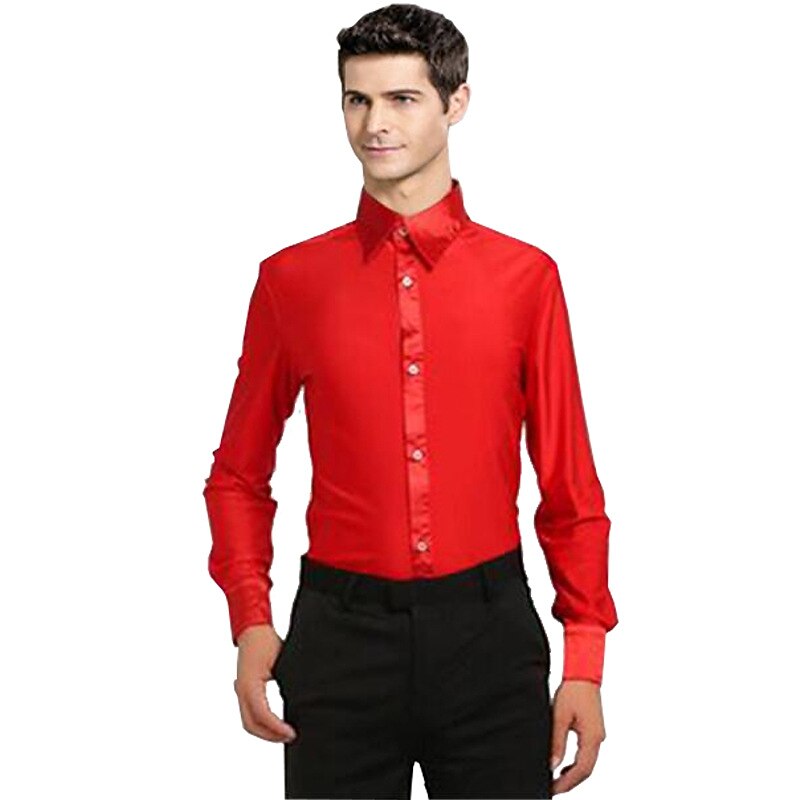 Latin Dance Top Solid Men's Training Performance Long Sleeve Milk Fiber3