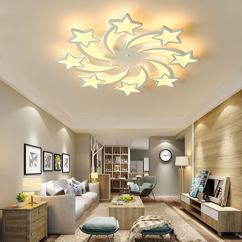 LED Ceiling Light White Modern Nordic Star Design Meteor Shower LED Bedroom Light APP Control with Stepless Dimming or OFF/ ON Control Three Color Acrylic Ceiling Panel Lamp Unique Minimalist Living Room Bedroom AC220V AC110V3