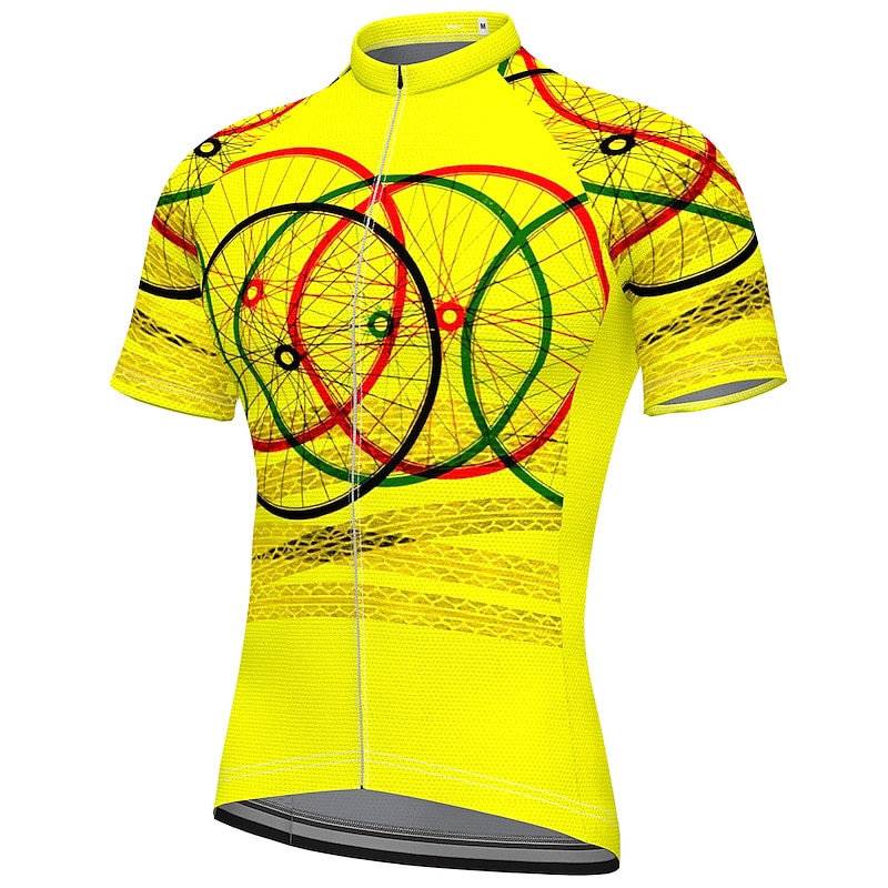 Men's Cycling Jersey Graphic Patterned Funny Short Sleeve Bike Jersey Top with 3 Rear Pockets Mountain Bike MTB Road Bike Cycling Quick Dry Soft Reflective Strips Back Pocket Sports Yellow Pink Blue2