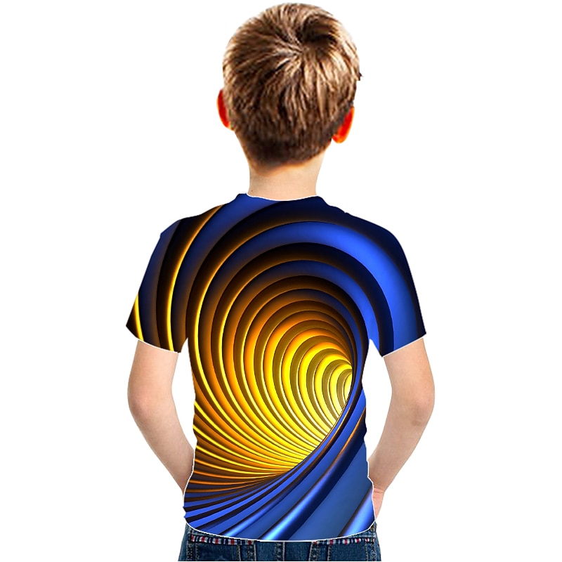 Boys 3D Color Block Optical Illusion T shirt Short Sleeve 3D Print Summer Active Sports Streetwear Kids 3-12 Years School Outdoor Daily2
