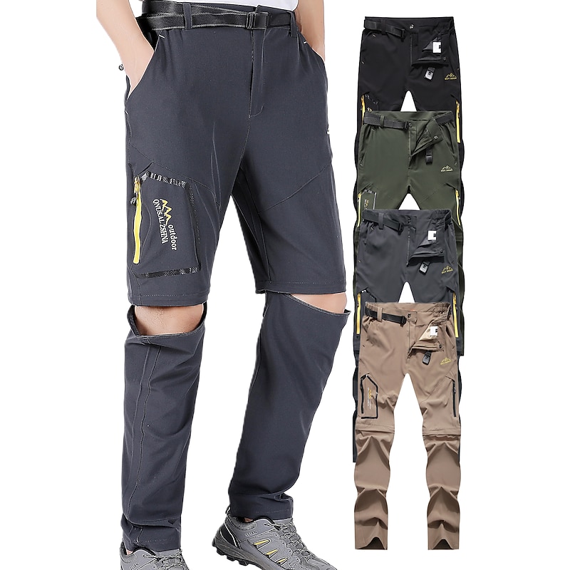 Men's Convertible Pants / Zip Off Outdoor Fishing Travel Hiking Cargo Work Safari Pants Trousers Summer Waterproof Quick Dry Lightweight Breathable Elastane Zipper Pocket Elastic Waist Bottoms3