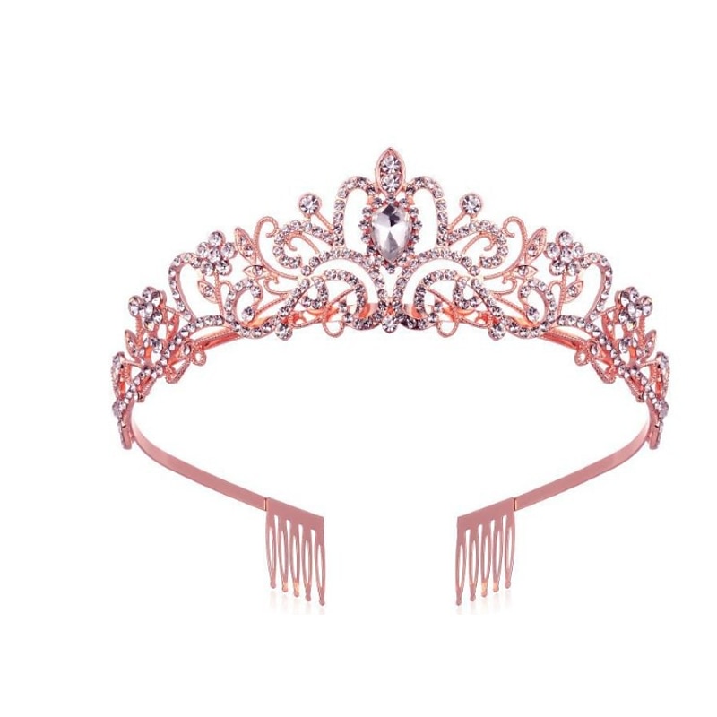 Crystal Tiara Crown for Women Prom Queen Crown Quinceanera Pageant Crowns Princess Crown Rhinestone Crystal Bridal Crowns Tiaras for Women Silver Gold Color3