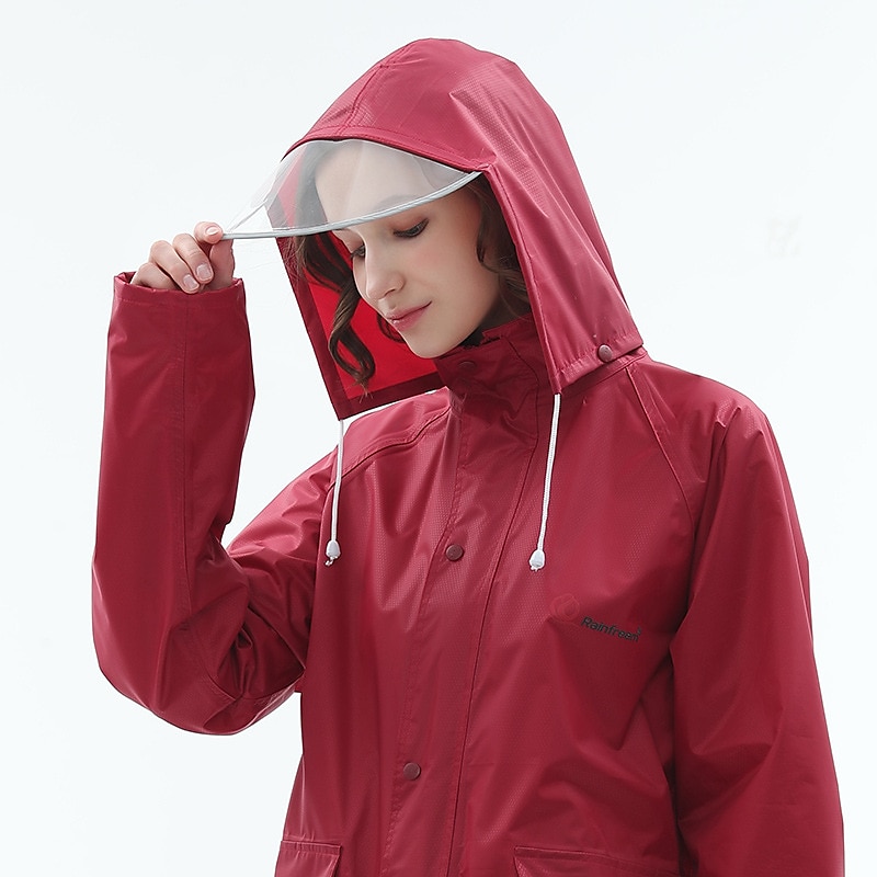 Women's Men's Rain Poncho Waterproof Rain Jacket Raincoats Winter Summer Outdoor Windproof Quick Dry Lightweight Breathable Windbreaker Top Hunting Fishing Climbing Scarlet-Double2