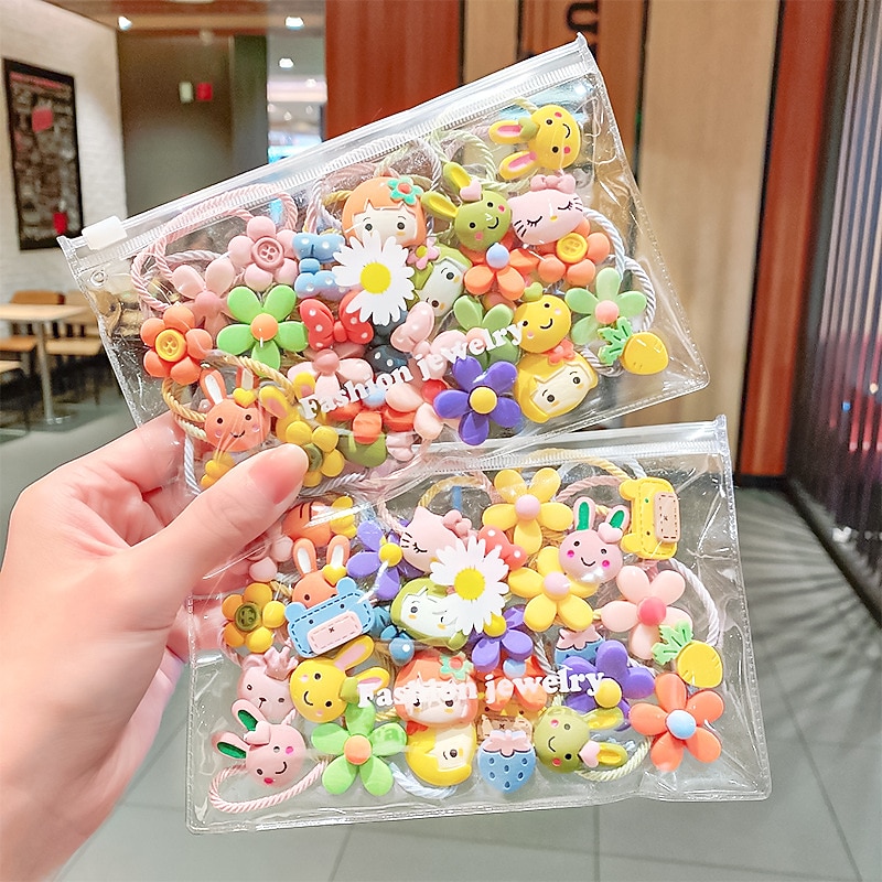 Kids / Toddler Girls' Hair Rope Cartoon Ten-Piece Cute Hair Rope Double Ponytail Hair Tie Girls High Elastic Rubber Band Hair Accessories