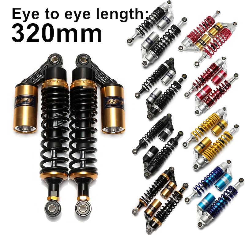 2Pcs Universal 320mm 12.5inch Motorcycle Rear Shock Absorber Suspension Air Shock Absorbers For Honda/Yamaha/Suzuki/Kawasaki For Motor Scooter ATV Quad Dirt Bike3