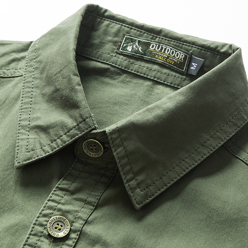 Men's Shirt Workwear Shirts Work Shirt Button Up Shirt Cargo Shirt Black Yellow Army Green Blue Khaki Short Sleeve Plain Solid Colored Collar Turndown Casual Daily Button-Down Clothing Apparel 1003