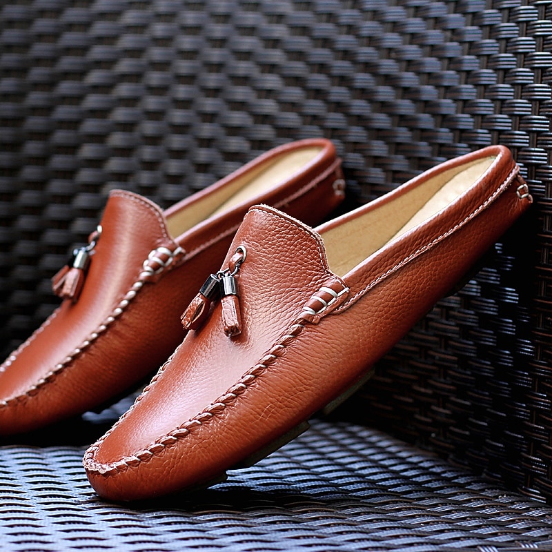Men's Genuine Leather Loafers – Classic Tassel Slip-On Driving Shoes, Comfortable Casual Moccasins for Business & Daily Wear