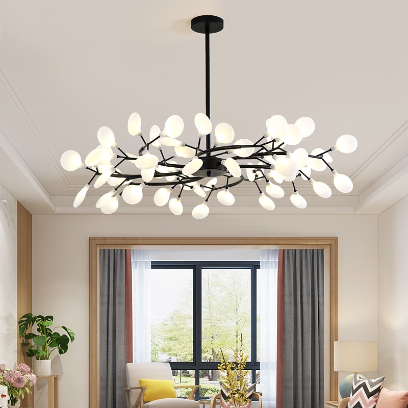 LED Pendant Light Chandelier Black Gold 18/30/36/45/54 Heads Sputnik Design Metal Sputnik Painted Finishes Contemporary Nordic Style 110-240V