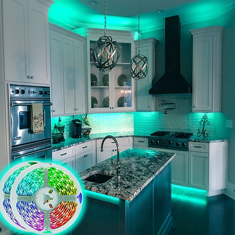 10m 32.8ft Smart App Control Flexible Led Strip Light 5050 RGB SMD 360 LEDs Work with Alexa Google 12V 4A Adapter Kit2