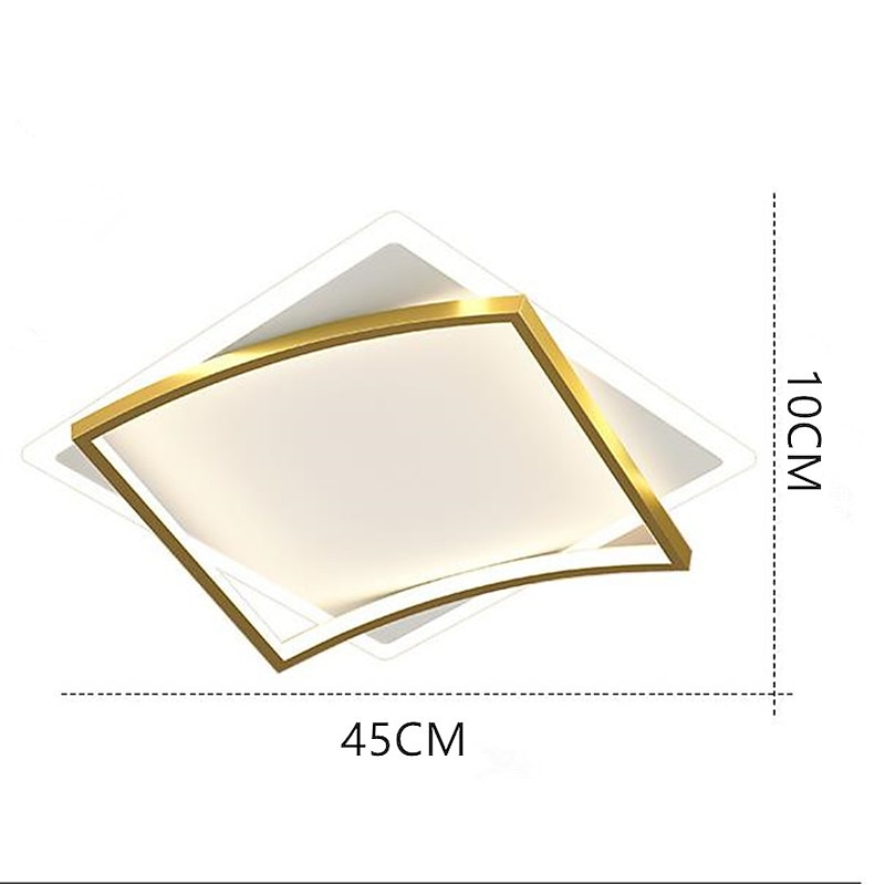 LED Ceiling Light Square Design Black Gold Includes Diimmable Version 45/55/65 cm Geometric Shapes Flush Mount Lights Aluminum Artistic Style Modern Style Stylish Painted Finishes Artistic 110-120V 220-240V4