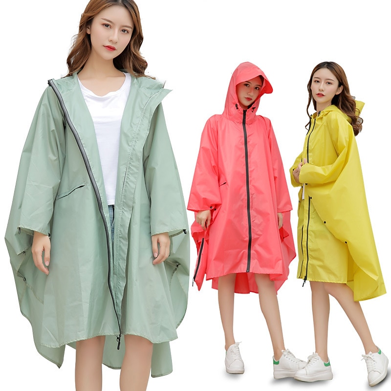 Men's Women's Rain Poncho Hiking Raincoat Waterproof Hiking Jacket Outdoor Waterproof Quick Dry Lightweight Sweat wicking Jacket Poncho Top Fishing Climbing Beach Army green (unisex) Matcha (unisex2