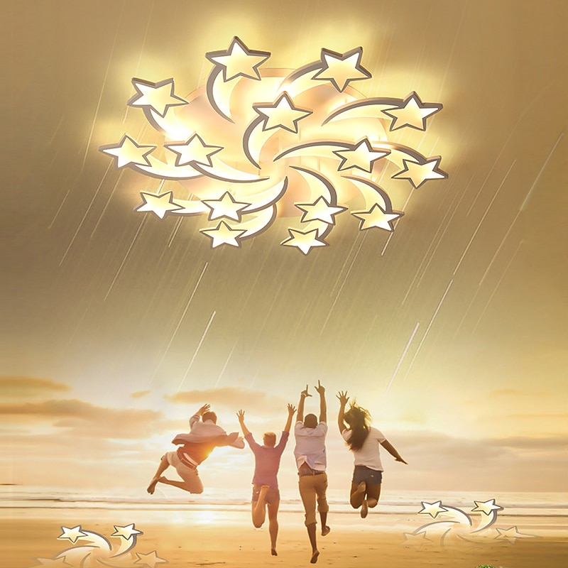 LED Ceiling Light White Modern Nordic Star Design Meteor Shower LED Bedroom Light APP Control with Stepless Dimming or OFF/ ON Control Three Color Acrylic Ceiling Panel Lamp Unique Minimalist Living Room Bedroom AC220V AC110V