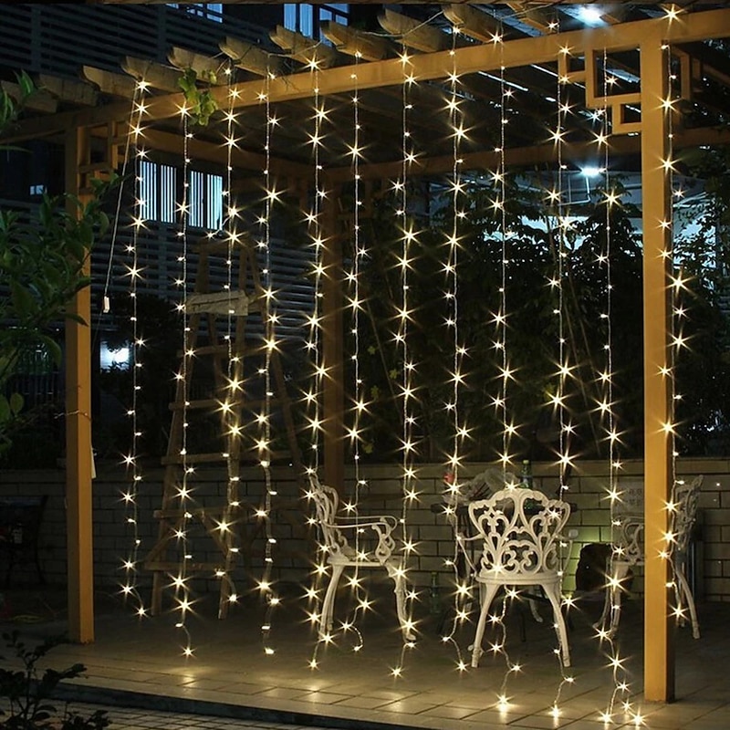 Solar LED String light Outdoor Fairy Lights Garland for Window Christmas Light Decoration 3x3M for Patio Garden Curtain Rooftop Lamp2