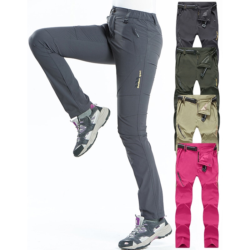 Women's Hiking Pants Trousers Summer Outdoor Waterproof Skin Friendly Quick Dry Stretchy Pants / Trousers Bottoms Elastic Waist Dark Grey Violet Elastane Camping / Hiking Fishing Climbing S M L XL XXL