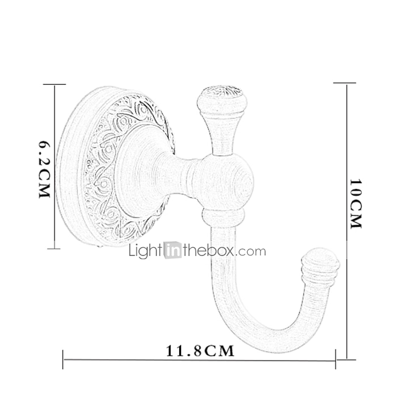 Robe Hook Carved Antique Brass for Bathroom Wall Mounted Electroplated Hook 1PC4