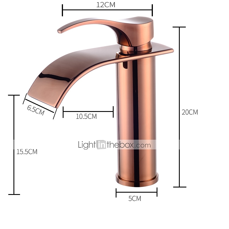 Bathroom Sink Faucet,Modern Style Single Handle Rose Golden One Hole Waterfall,Oil-rubbed Cooper with Drain and Brass Faucet Body with Hot and Cold Water and Pop-up Drain4