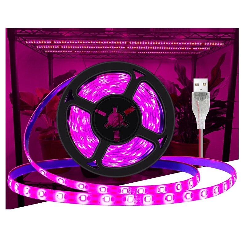 USB LED Plant Growing Strip Light Lamp Waterproof Full Spectrum 2835 SMD 3m 9.8ft Indoor Flower Seedling Hydroponics Succulents Greenhouse Indoor
