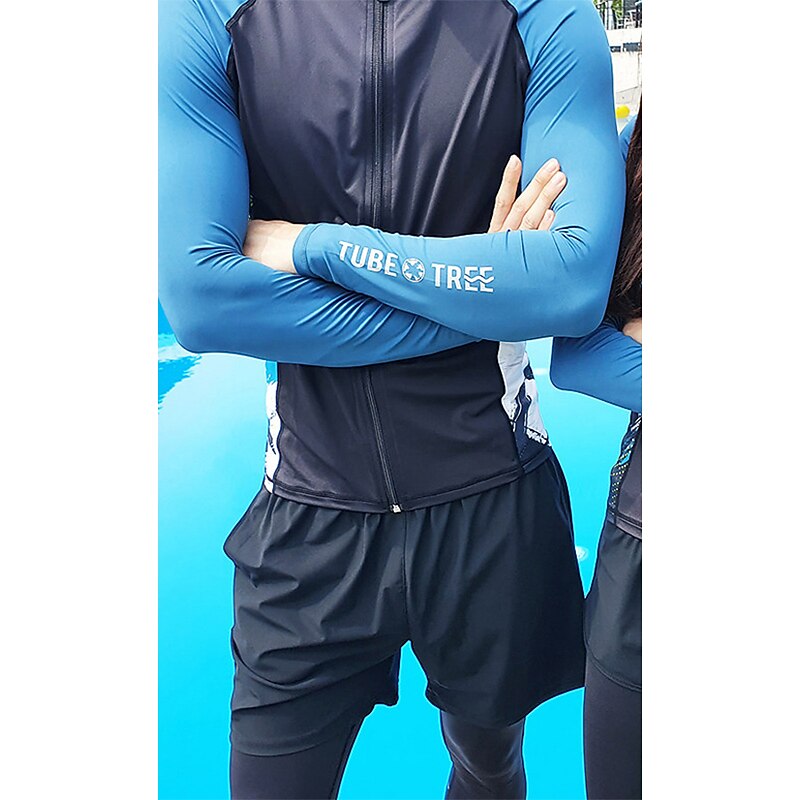 Men's Rash guard Swimsuit UV Sun Protection UPF50+ Breathable Long Sleeve Diving Suit Swimsuit 3-Piece Front Zip Swimming Diving Surfing Water Sports Floral Spring Summer Autumn / Fall / Quick Dry3
