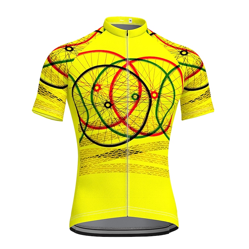 Men's Cycling Jersey Graphic Patterned Funny Short Sleeve Bike Jersey Top with 3 Rear Pockets Mountain Bike MTB Road Bike Cycling Quick Dry Soft Reflective Strips Back Pocket Sports Yellow Pink Blue3
