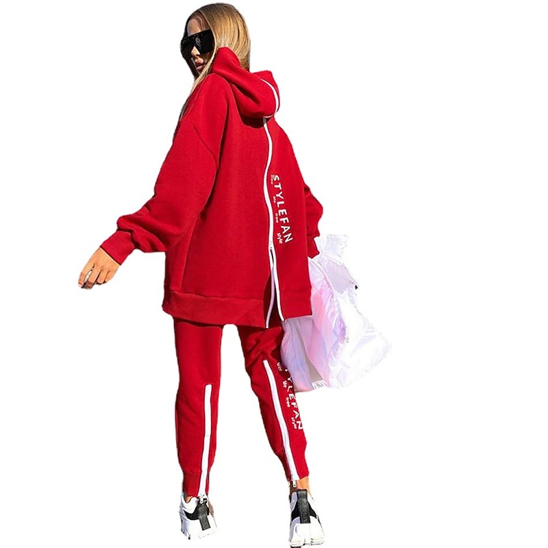 Women's Tracksuit Sweatsuit Patchwork 2 Piece Letter Outfit Set Clothing Suit Spring Black White+Black Walking Jogging Running Thermal Warm Windproof Breathable Normal Long Sleeve Sport Activewear4