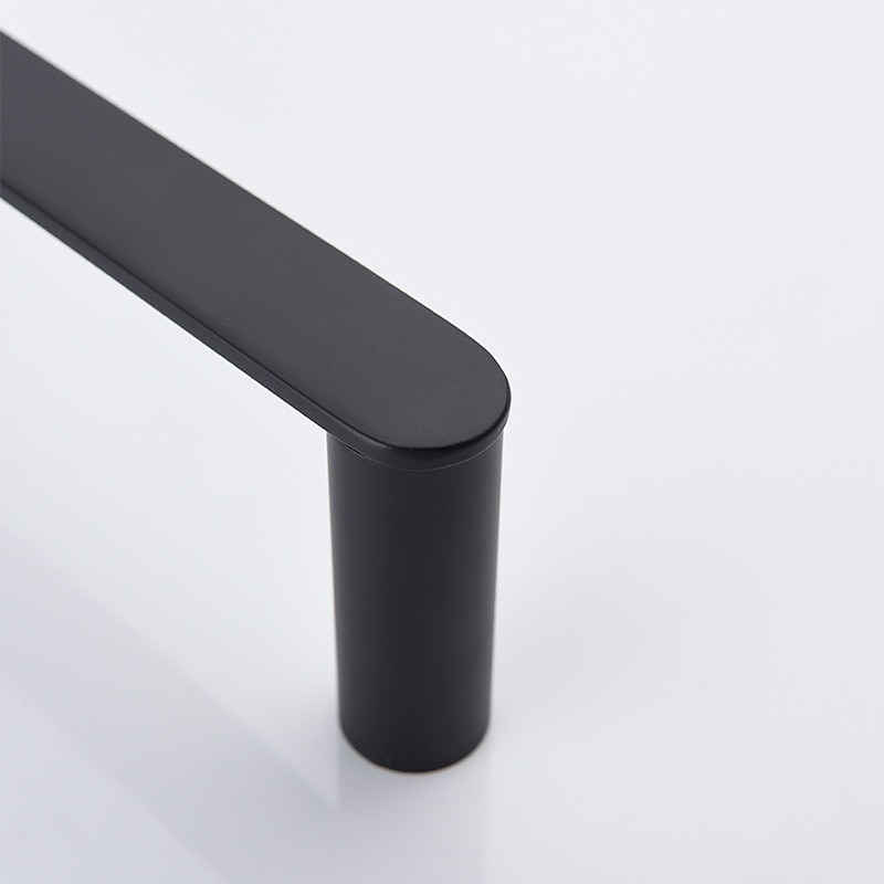 Stainless Steel Towel Bar Wall Mount Mattle Black Single Rod Bathroom Towel Hanger Rack Long Pole2