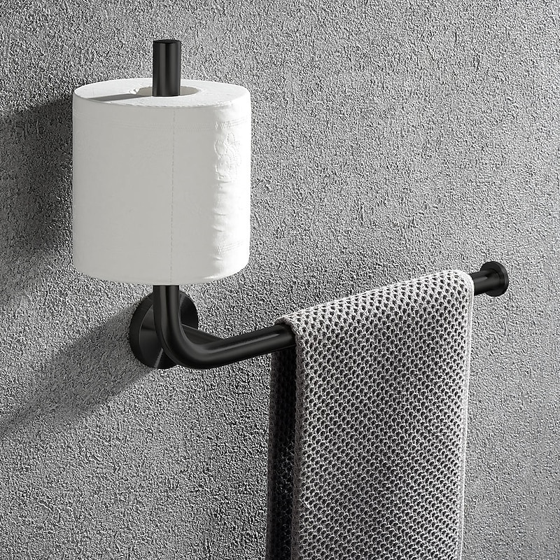 Toilet Paper Holder Vertical Installation Towel Bar Detachable 304 Stainless Steel Brushed Nickel and Matte Black 1pc4