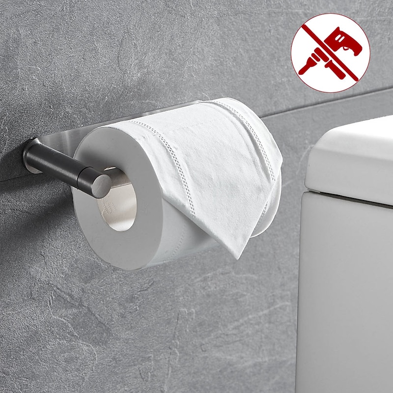 Rotatable/Foldable Toilet Paper Holder Self-adhesive Roll Paper Holder 304 Stainless Steel Paper Towel Holder Brushed