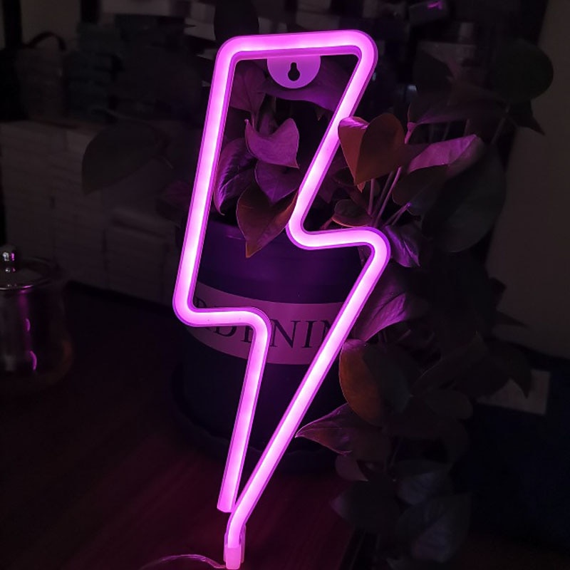 LED Neon Sign Light Lightning Shape Night Light Christmas Halloween Party Decoration Gift USB or Battery Operated Wall Décor4