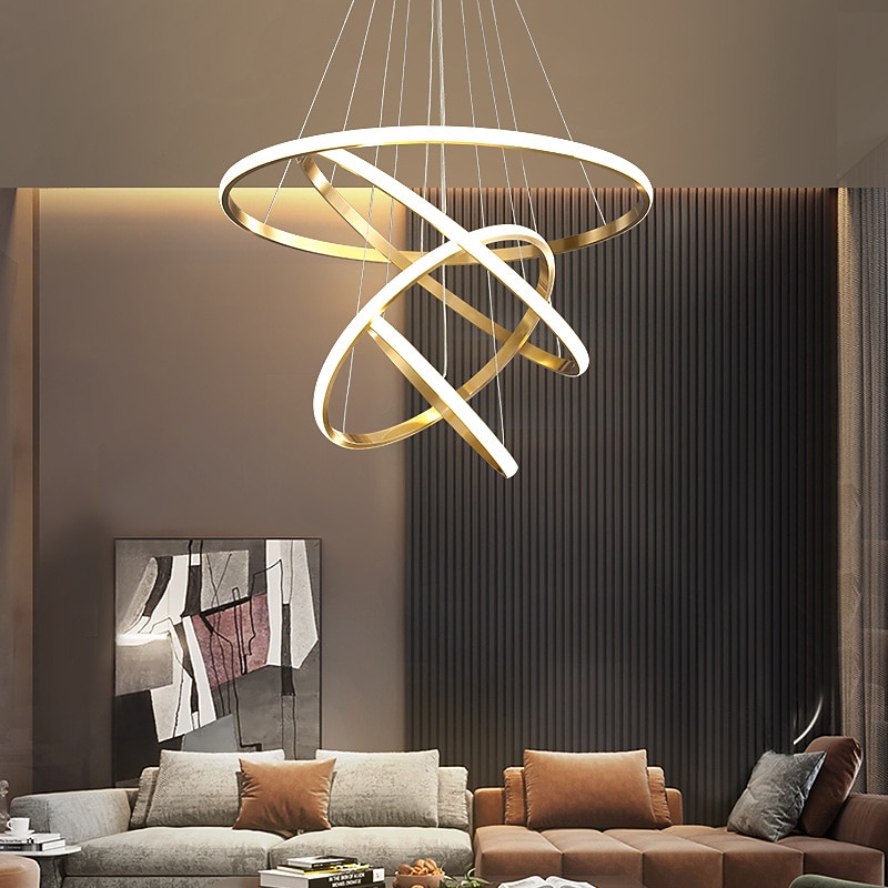 LED Pendant Light 4 Rings 80 cm Modern Circle Desgin Pendant Light Copper Brass LED 110-120V 220-240V2